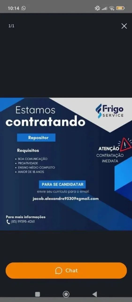 Vaga de emprego em Anápolis 