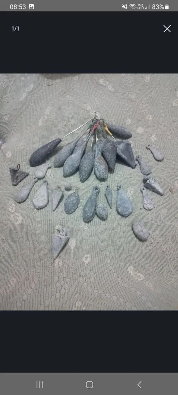 Chumbo de pesca vários tamanhos e peças 