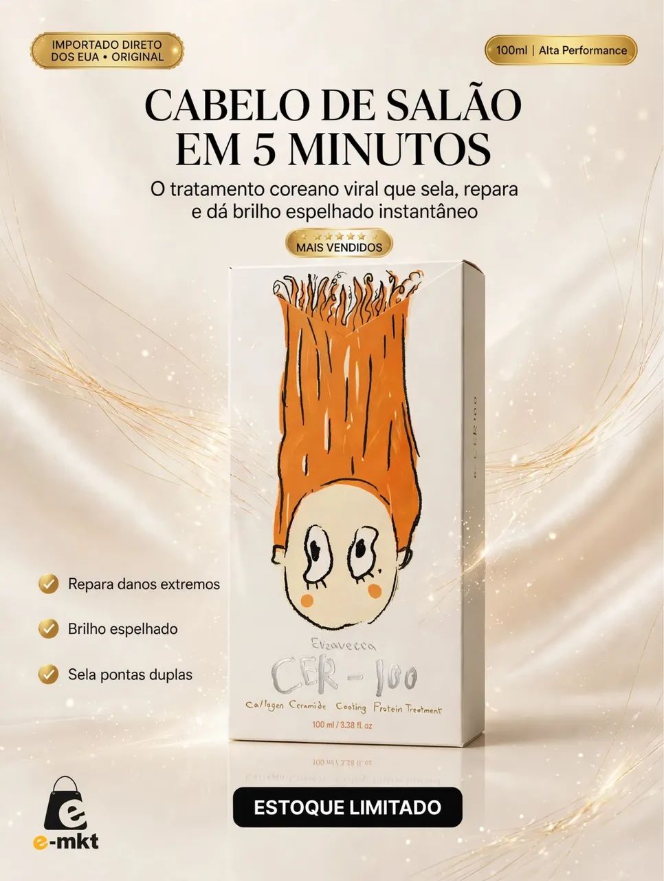Elizavecca CER-100 Tratamento Proteico com Colágeno e Ceramidas