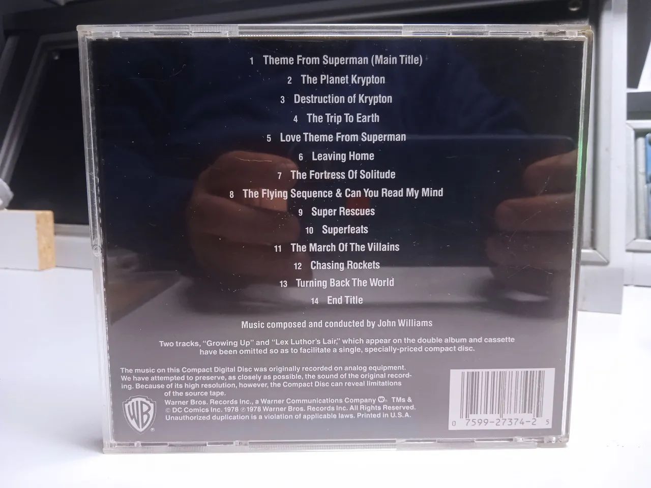 CD da trilha sonora original do filme Superman (1978) conservado