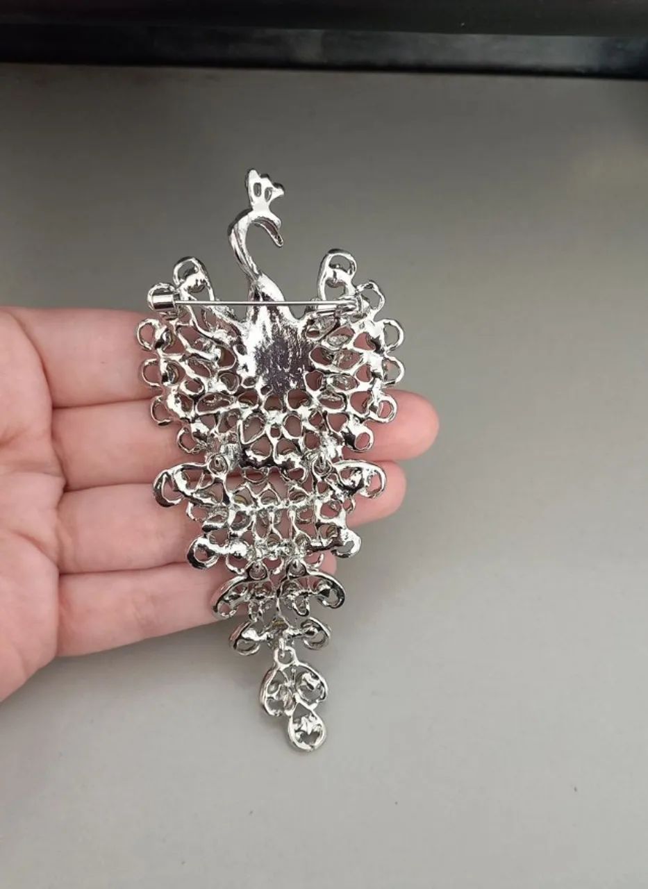 Broche Maxi de Pavão Azul (novo) - Foto 5