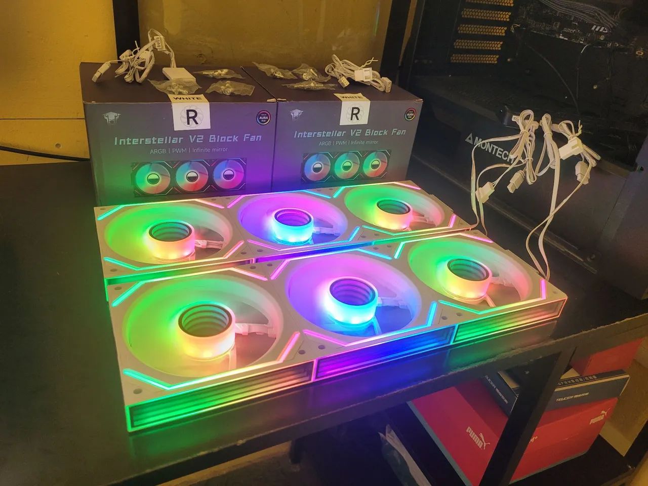 KIT C/6  FANS UNI FAN JUNGLE LEOPARD INTERSTELLAR V2 ARGB - PWM BRANCAS ( REVERSAS)