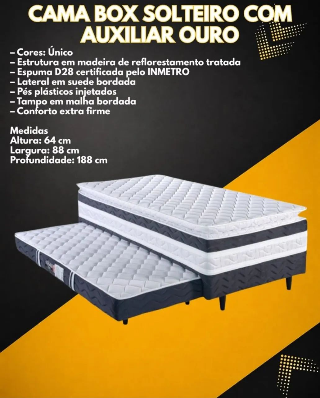 Cama box solteiro com auxiliar 
