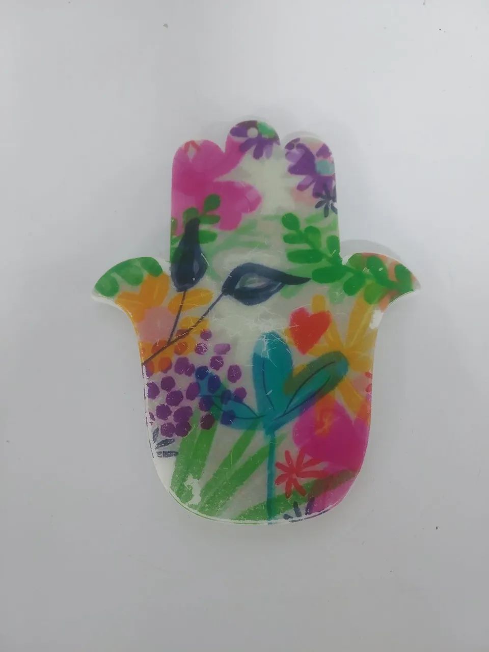 Hamsa colorida em acrilico para enfeite e proteção 