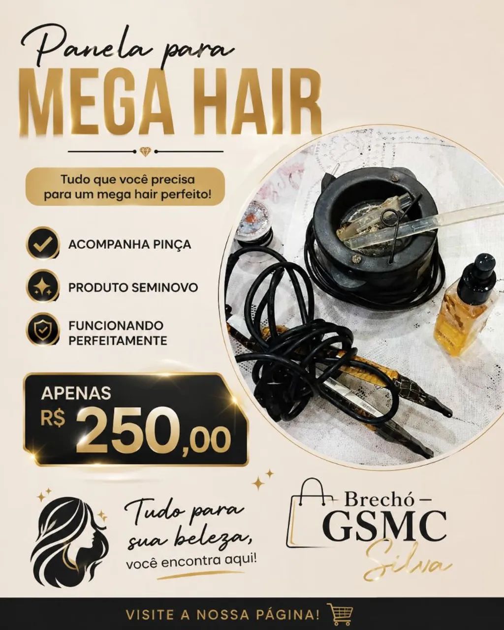 Panela para mega hair com pinça