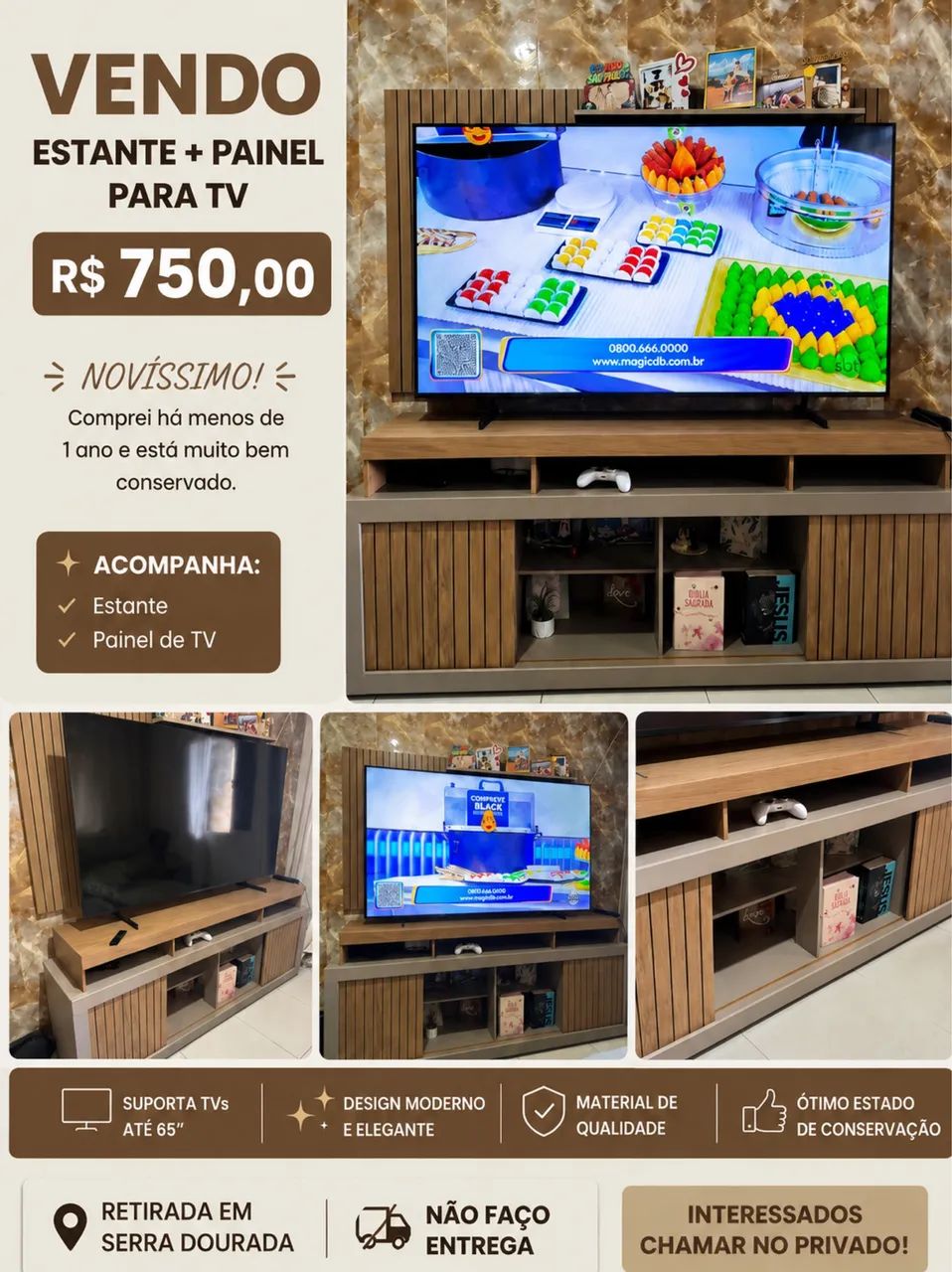 Vendo PAINEL E ESTANTE NOVINHO 