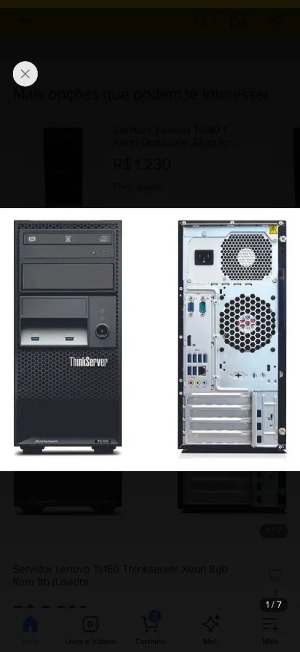 Servidor Lenovo Ts150  Intel Xeon 8gb Hd 1tb