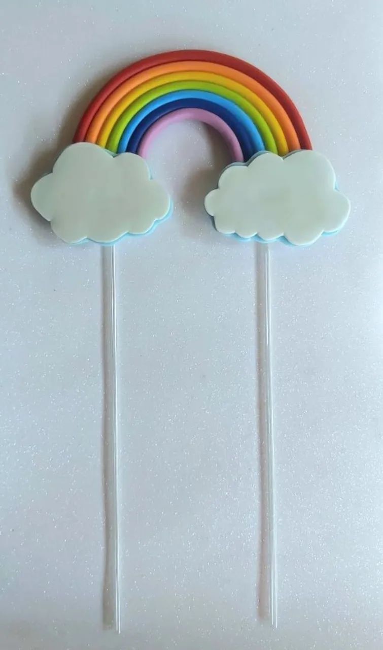 Topo de Bolo Tema Arco Iris - Foto 5