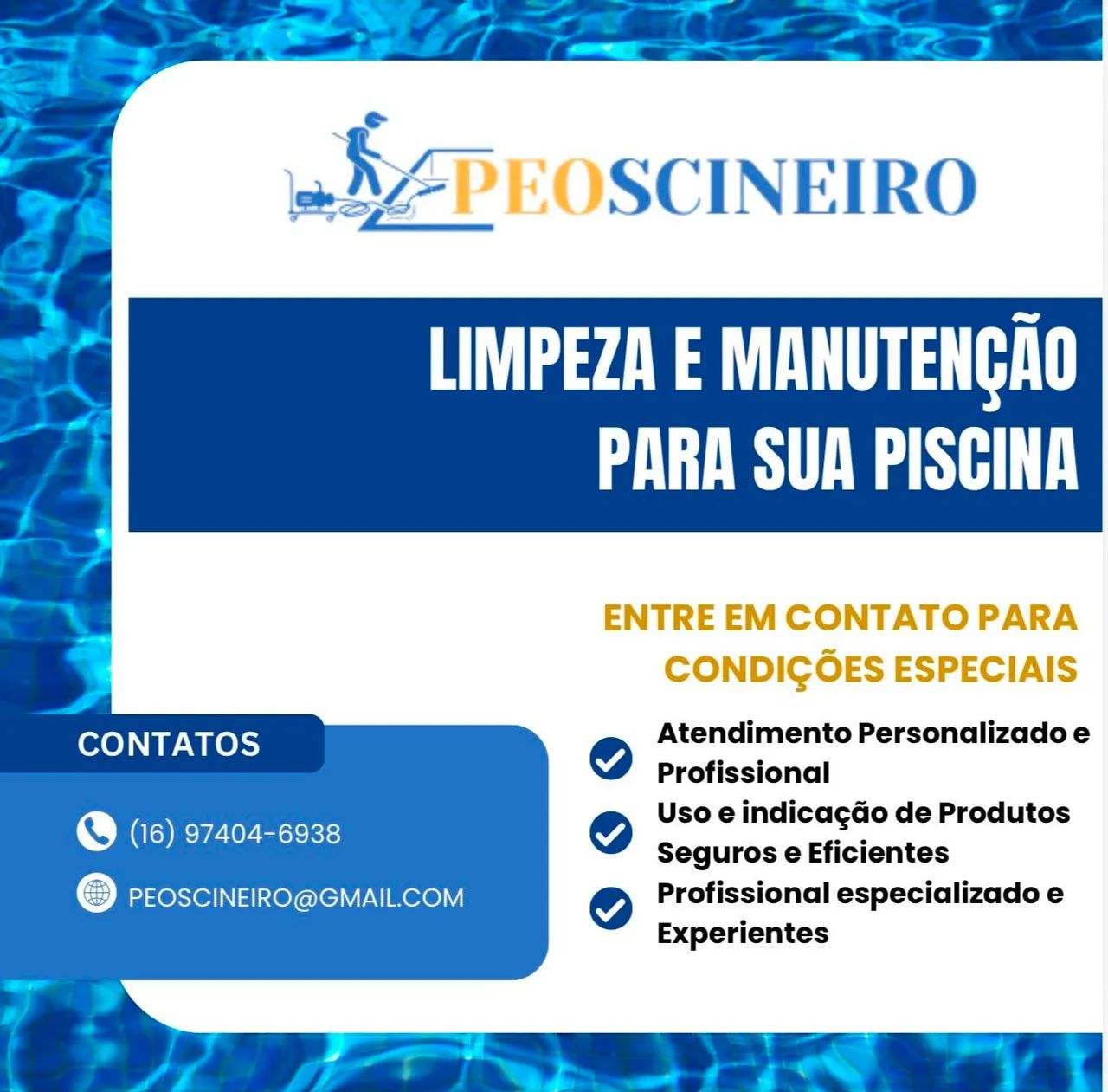 Limpeza e manutenção de Piscinas