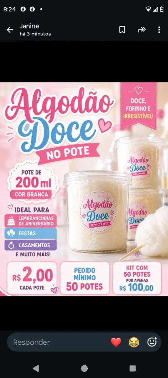 Vendo algudao doce no pote