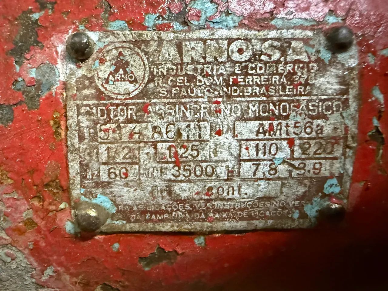 Motor Arno 1/2 CV Monofásico 
