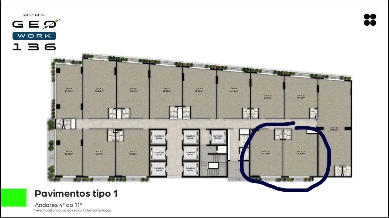 Ágio sala comercial entregue 10/26