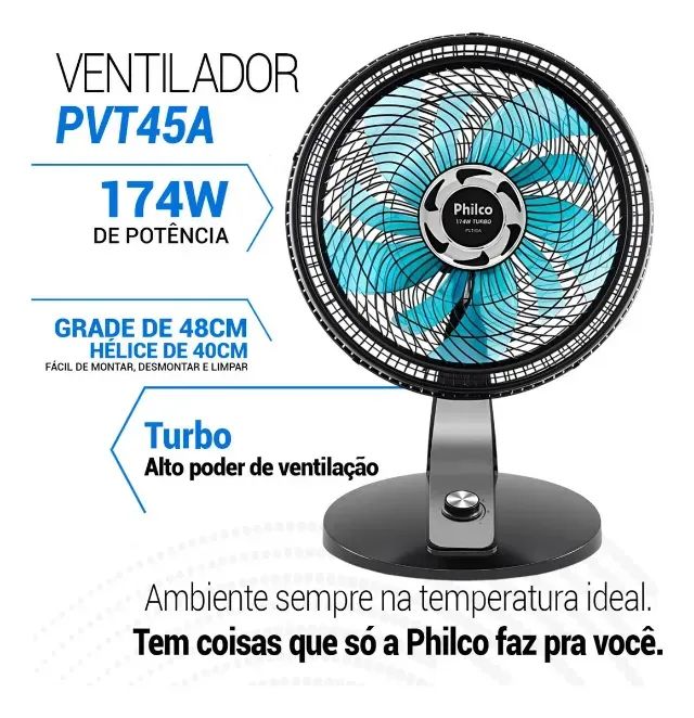 Ventilador De Mesa 10P 174W IPVT45A Philco - Foto 2