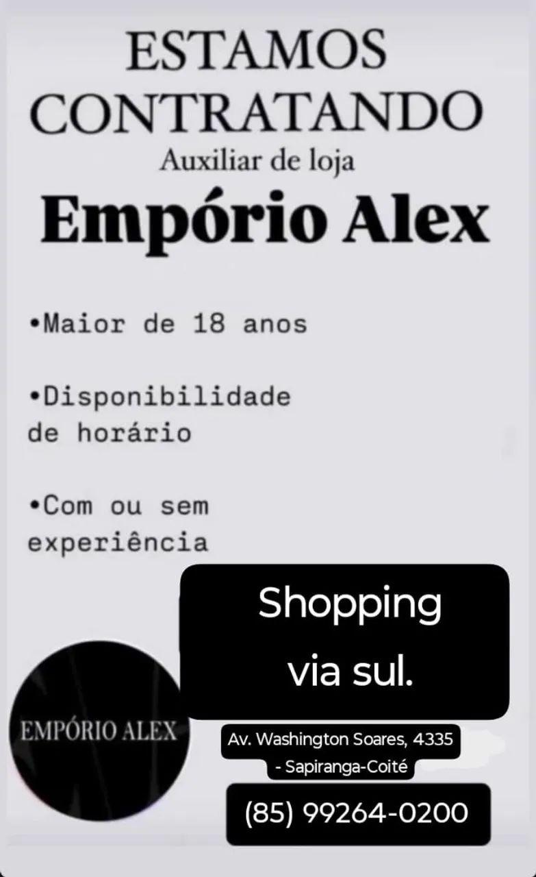 Vaga auxiliar de loja 