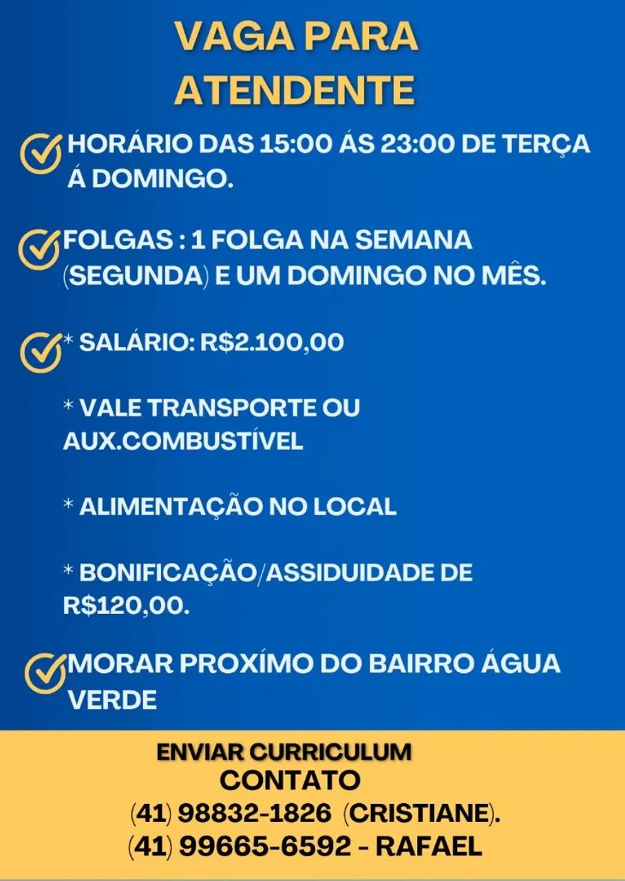 VAGA DE ATENDIMENTO 