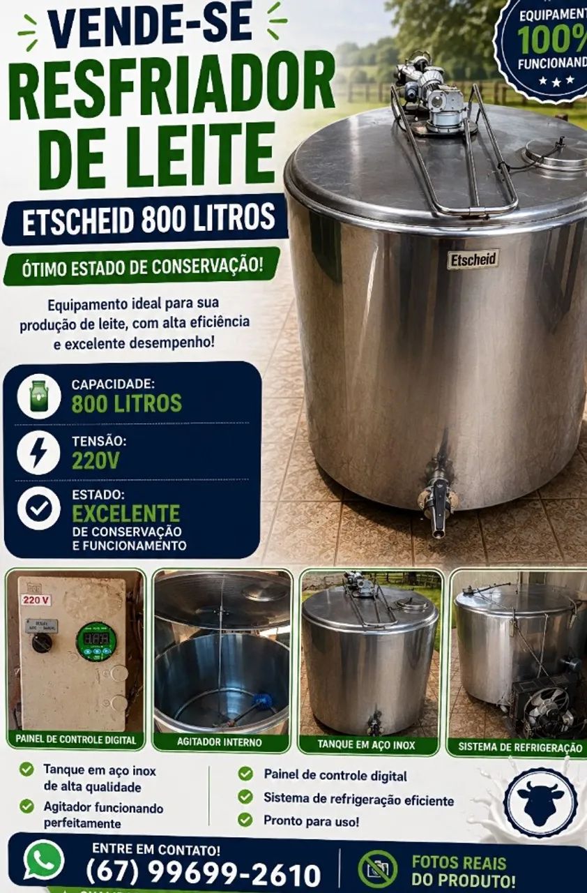 RESFRIADOR DE LEITE ETSCHEID 800 LITROS