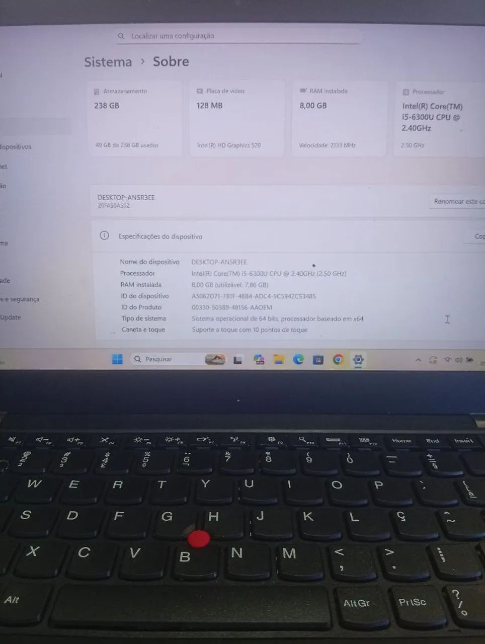 Notebook Lenovo ThinkPad T460S