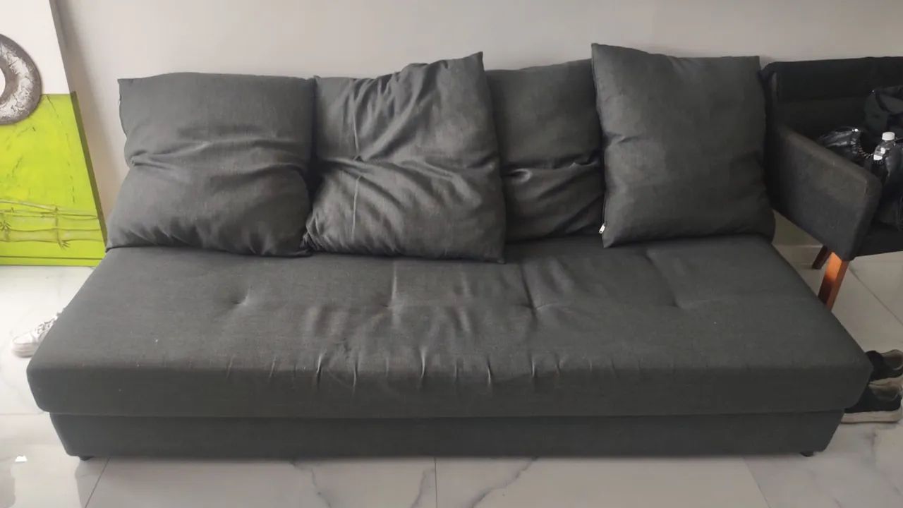 Sofá Cama - Tokstok - Buzz - 3 Lugares - Cinza chumbo - Foto 2
