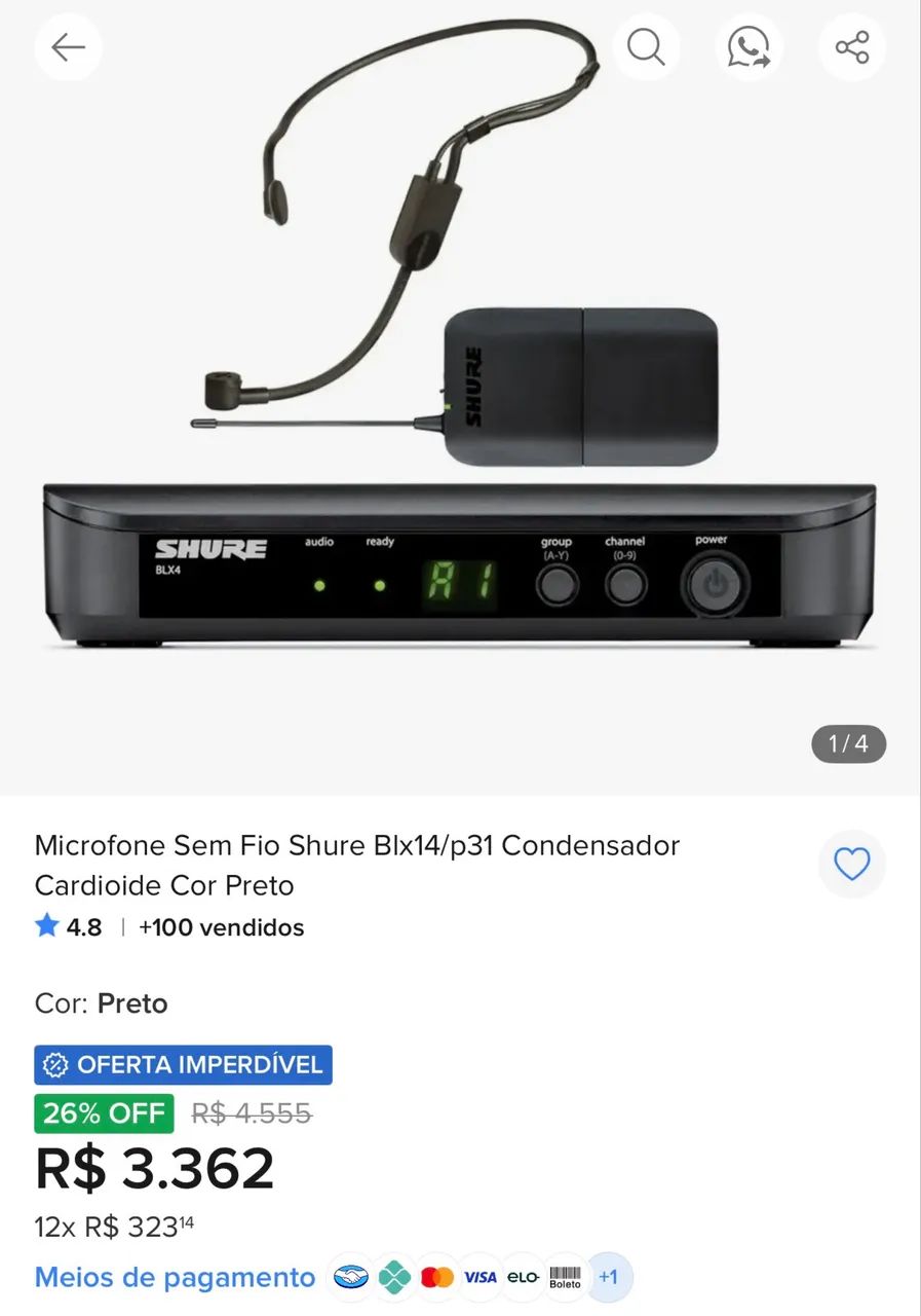 Microfone sem fio Shure - Foto 2