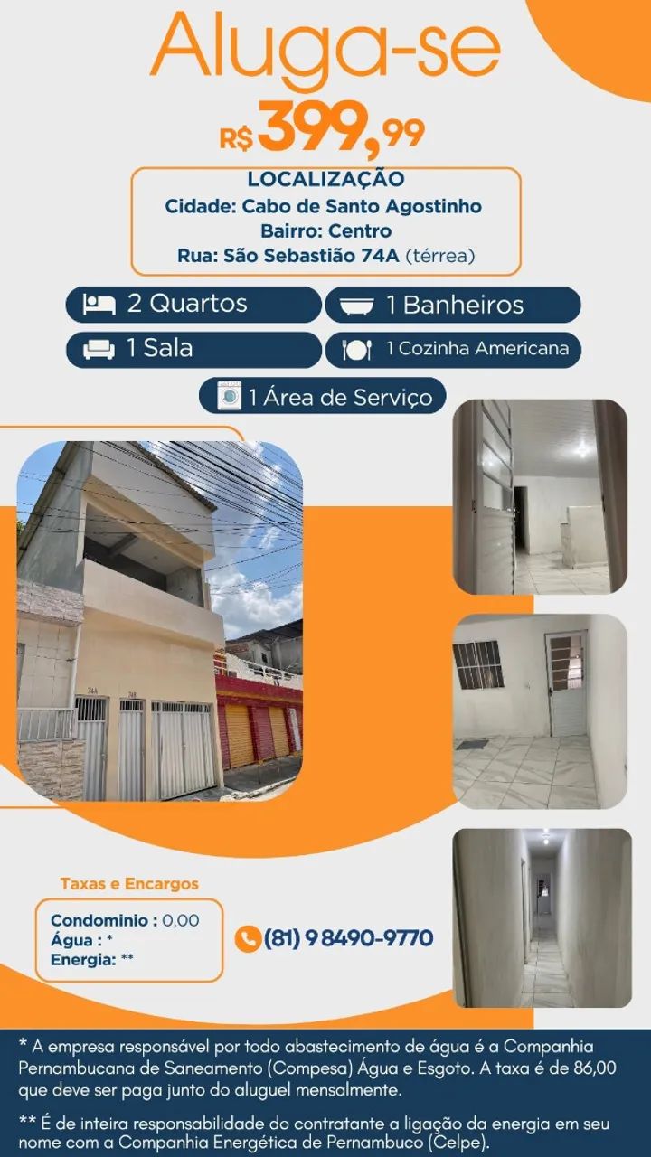 aluga-se casa no centro do cabo