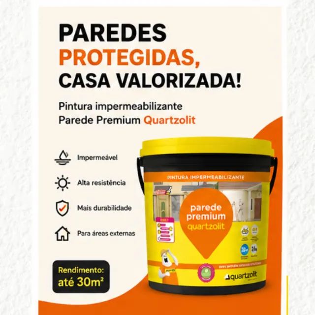 Tinta Impermeabilizante Quartzolit Parede Externa 5x1 Fachada Premium Emborrachada infiltr - Foto 3