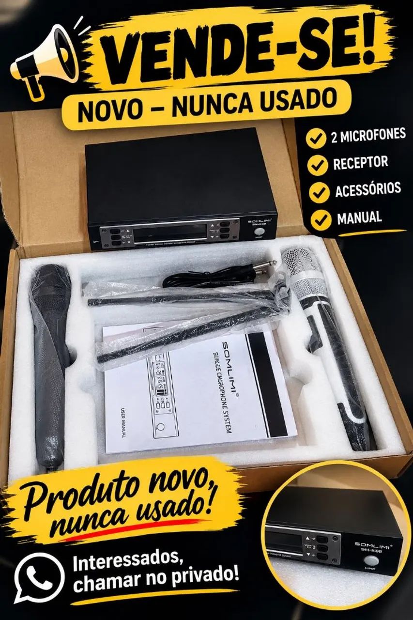 Microfone Duplo sem fio novo - Foto 2