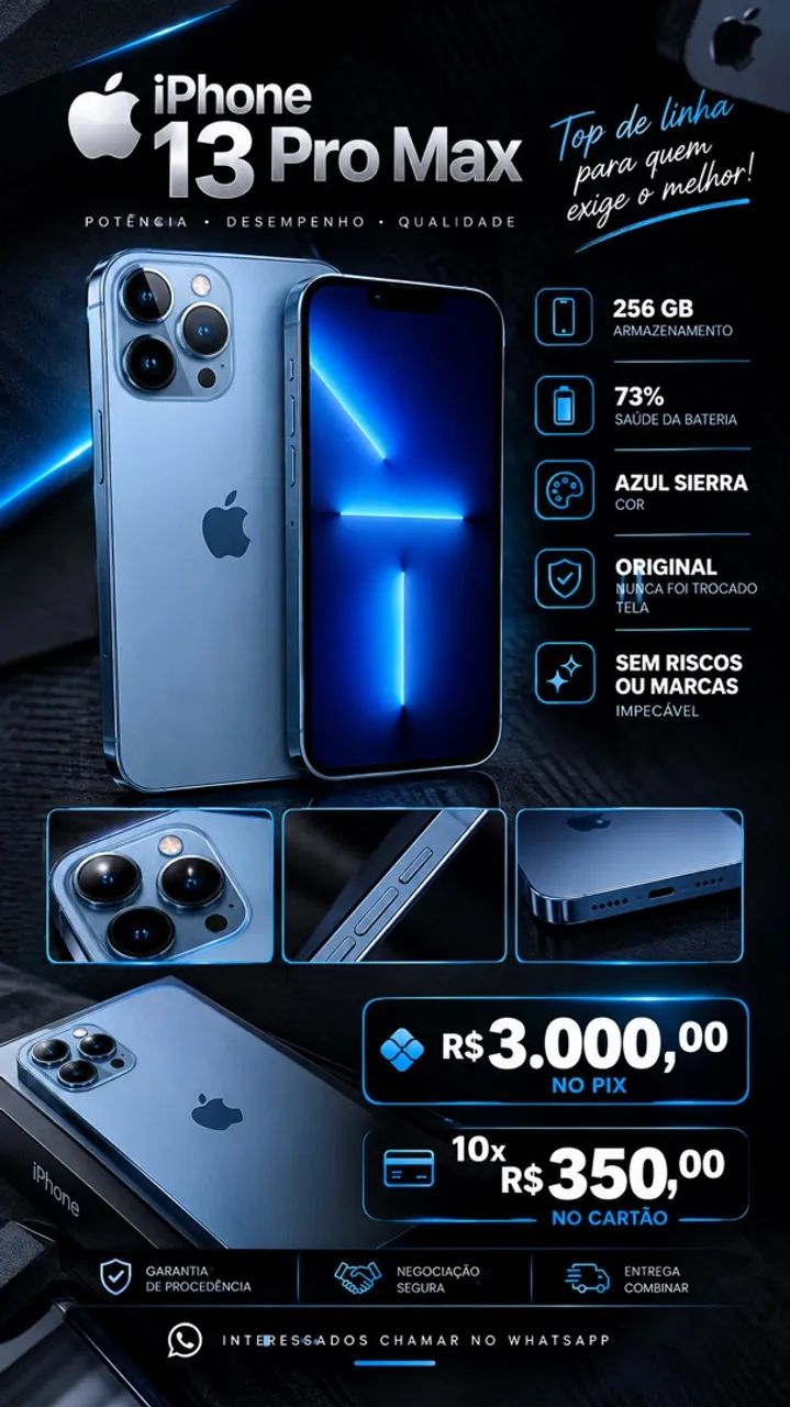 iPhone 13 Pro Max 256g Azul Sierra - Celulares e Smartphones