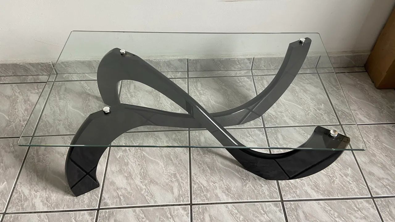 Mesa de Centro Imaza Slim com Tampo de Vidro - Preto - Foto 4