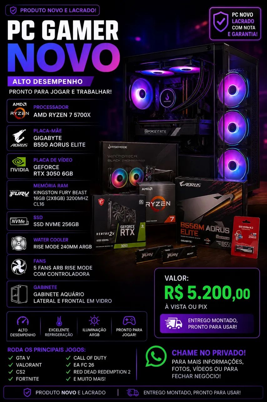 Pc gamer completo novo 