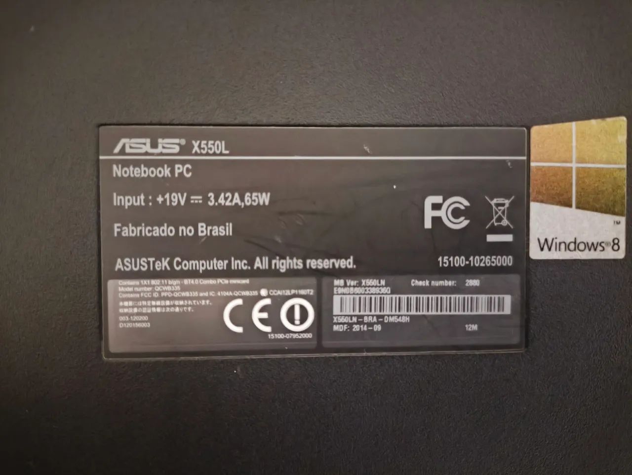 Noteboo ASUS X550L 10GB ram 256GB SSD Windows original