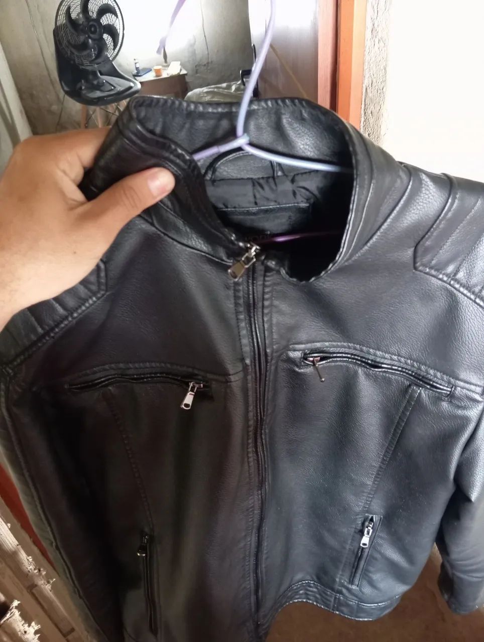 Casaco de couro sintético masculino  - Foto 3