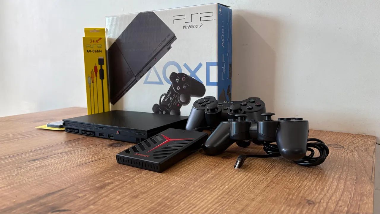 Ps2 com dois controles e HD com jogos  - Foto 2