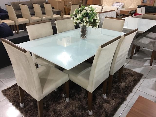 Mesa REAL seis cadeiras de madeira e pintura laka luxo - Foto 3
