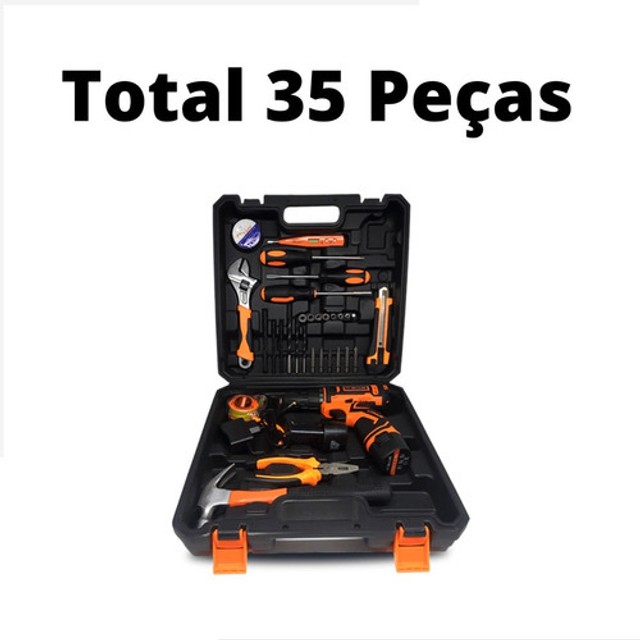 Parafusadeira Furadeira + Kit Oficina Com 35 Acessórios 12v Le-1928 - Foto 5