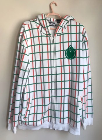 plaid button up moletom com capuz