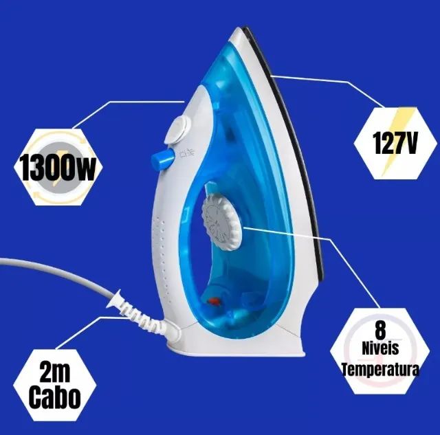 Ferro De Passar A Vapor Kian 1300w Antiaderente Leve