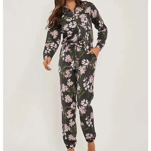 Macacão longo floral