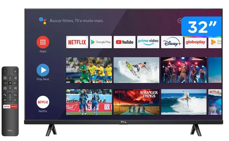 TV TCL 32 polegadas com inteligência artificial + Android TV