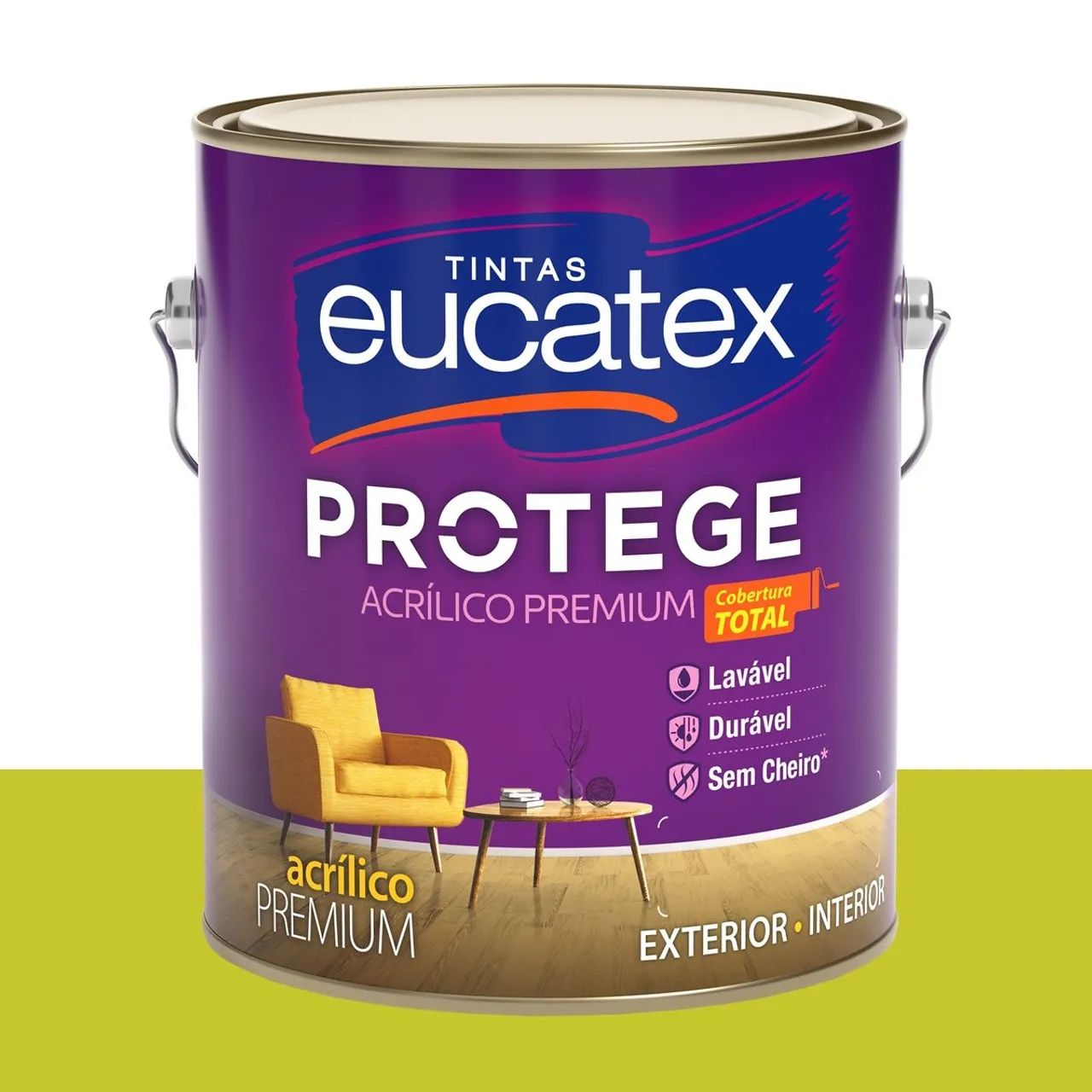 Tinta Acrílica Acetinada Eucatex Amarelo Pavão 3,2 L