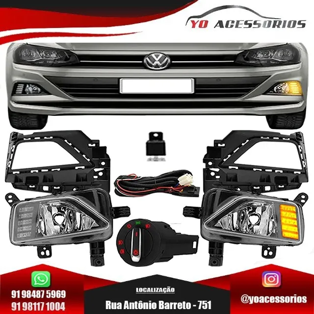 Kit Farol de Milha Polo e Virtus Com DRL