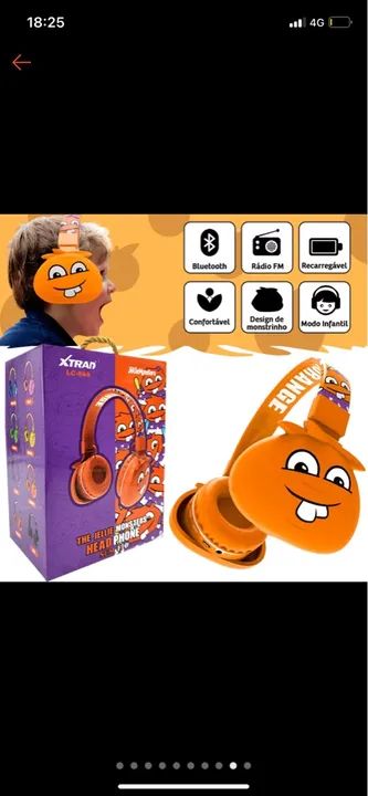 Fone de ouvido infantil sem fio