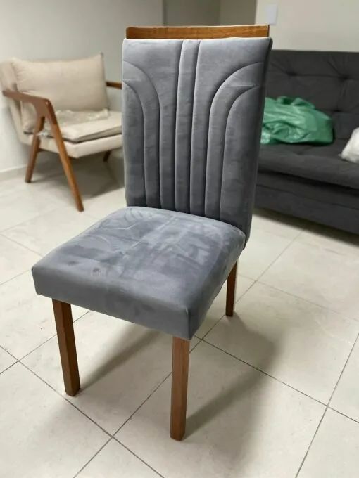 Pronta entrega!! Kit 2 Cadeiras Veneza Veludo Grafite - Foto 3