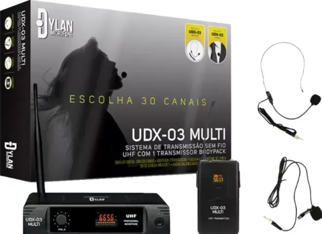 Microfone Sem Fio Uhf Dylan Udx-03 Lapela e Head Set