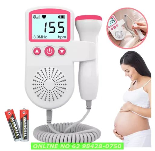 Monitor De Frequência Cardíaca Sonar Dopler Bebê Gravidez Cor Rosa