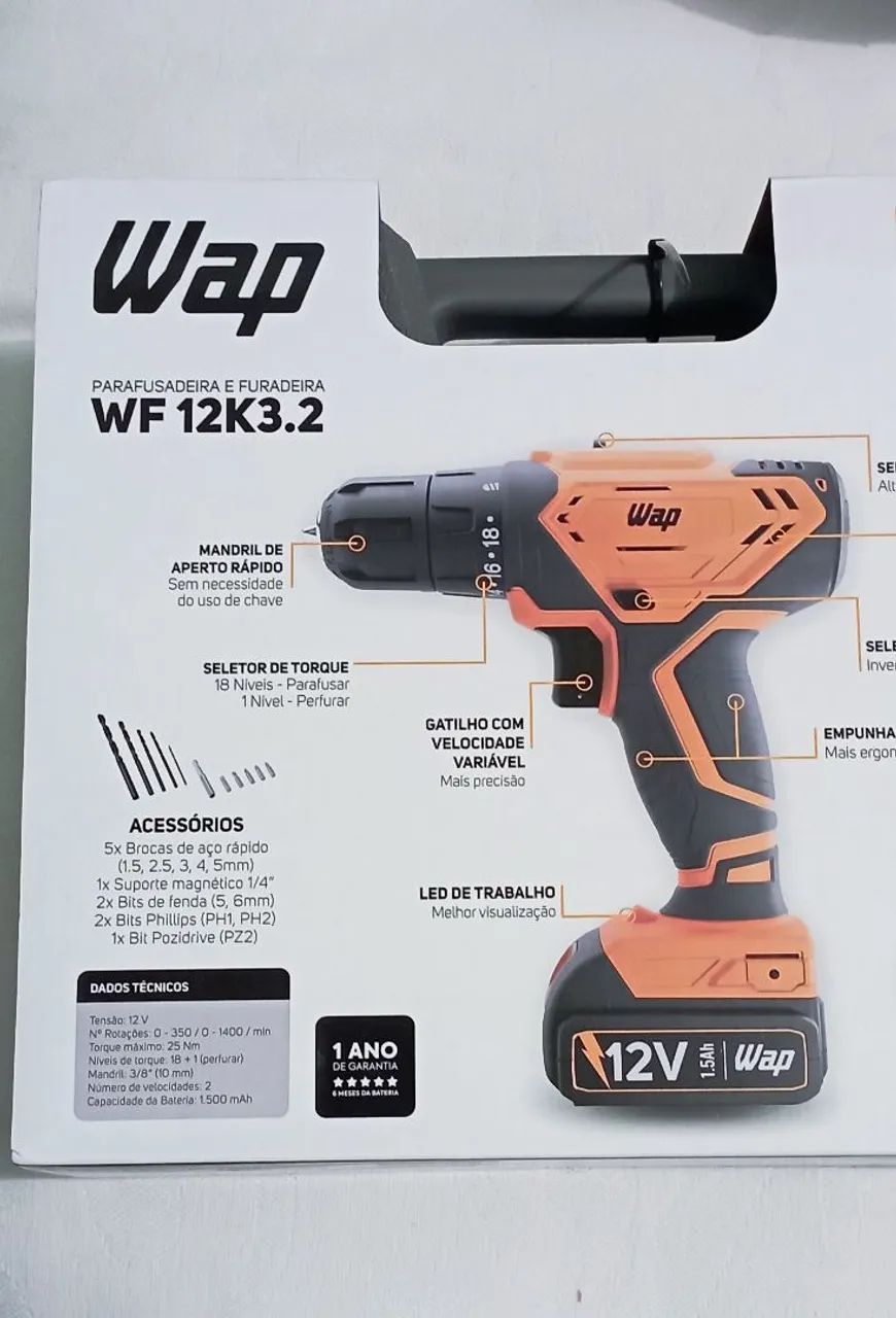 Furadeira e parafusadeira Wap lacrada.64861428726531120