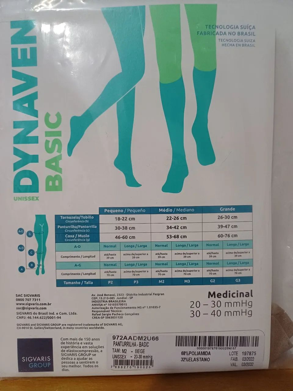Meias de compressão Sigvaris Dyn Aven Basic Bege - Tamanho M2 - Foto 2