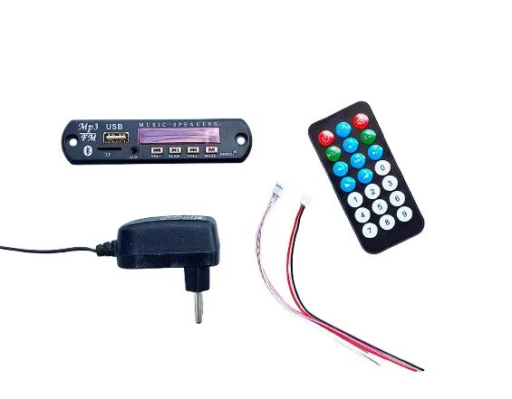 placa multimidia USB bluetooth antrada auxiliar micoSD FM controle remoto fonte inclusa