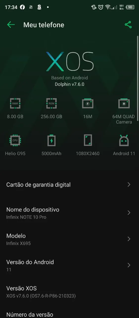 Celular infinix note 10 pro 8 giga RAM