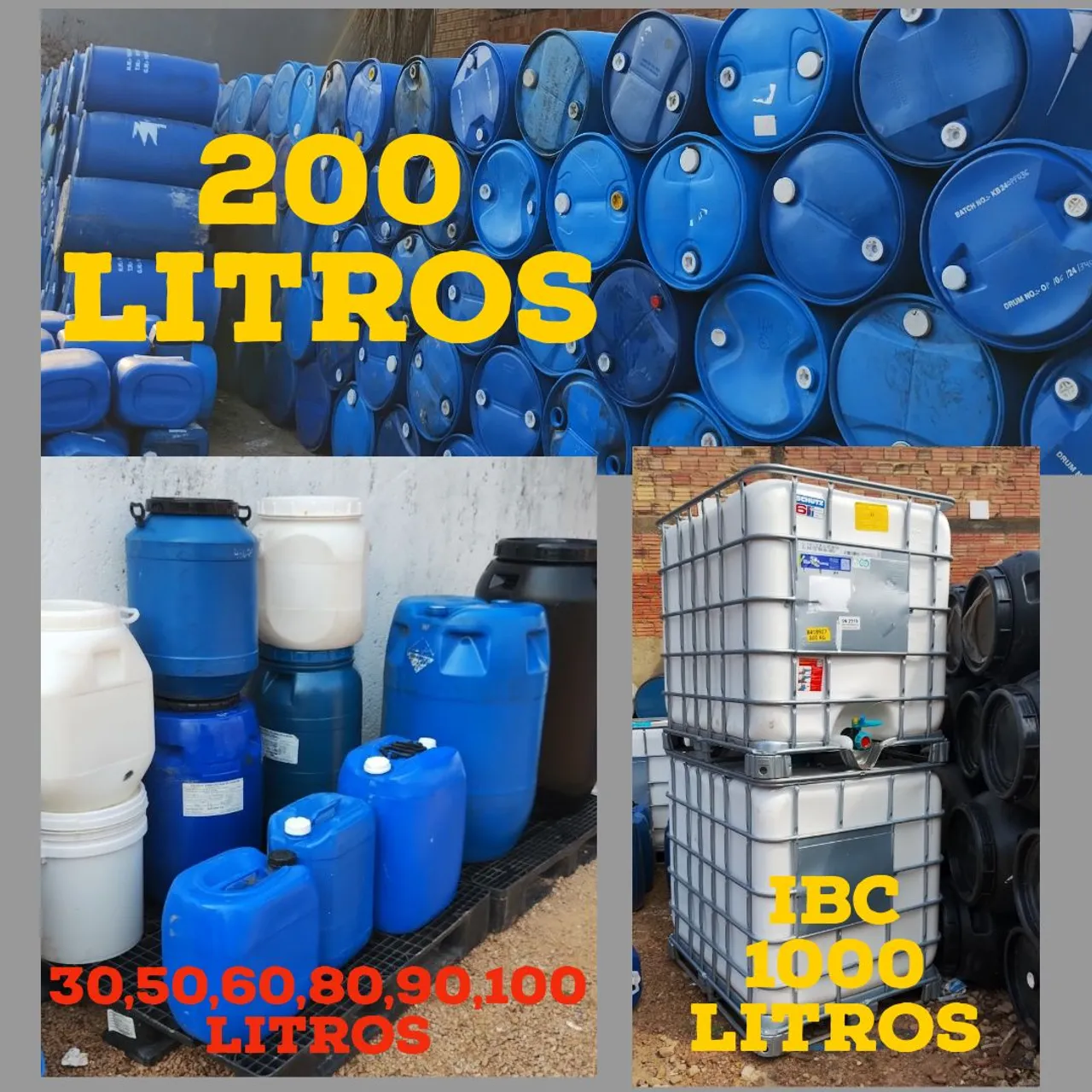 Tanques IBC 1000 Litros e Tambores 200 Litros