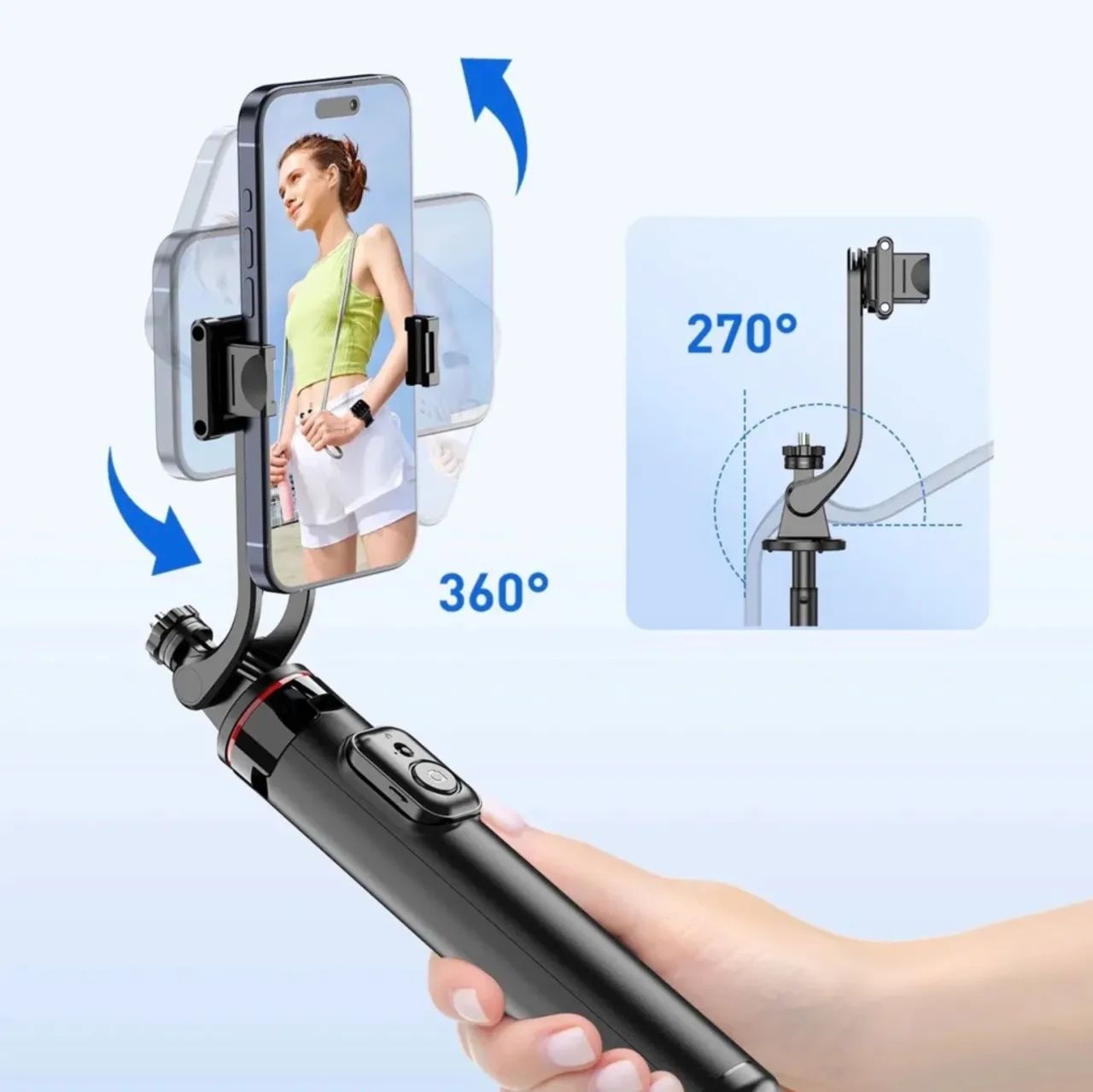Bastão de Selfie com Tripé - Suporte Estável com Controle Bluetooth e Extensão de 1,31m - Foto 3
